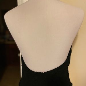 Black smocked crop top